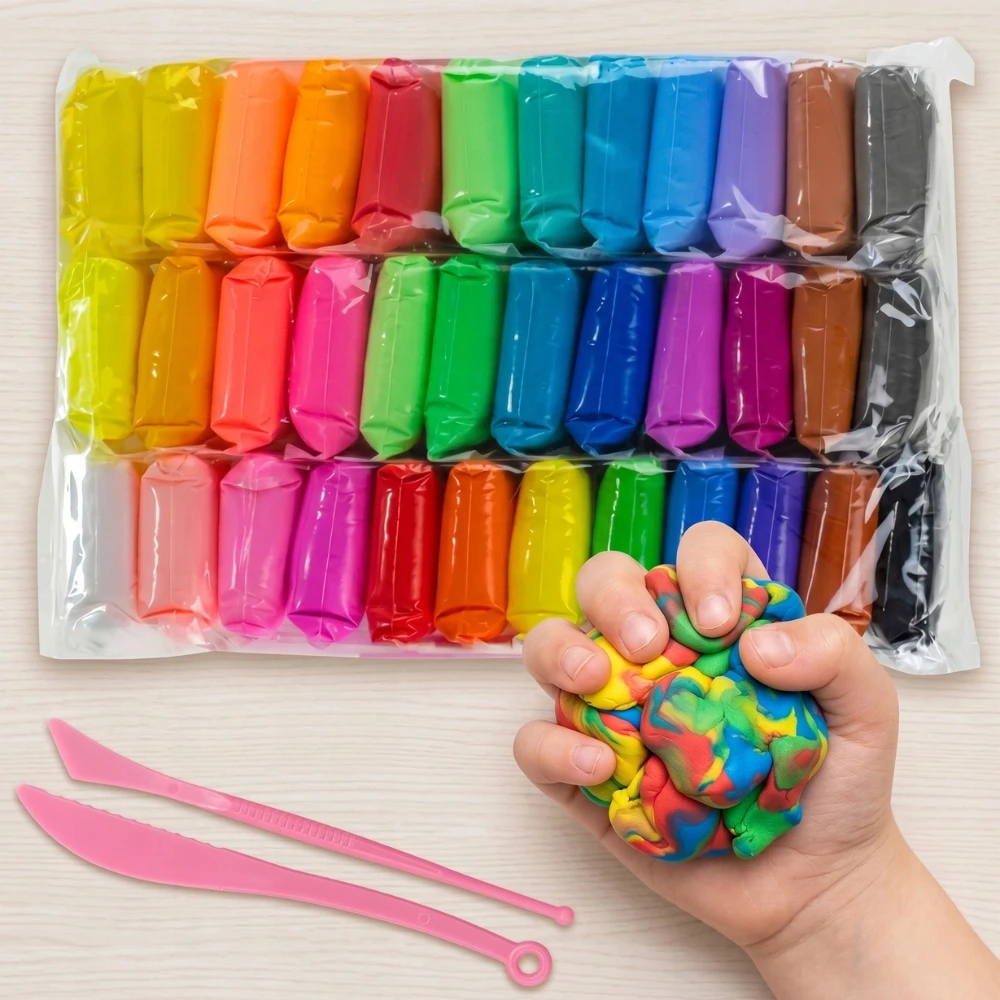 Mega putų molio rinkinys 36 spalvos + įrankiai Plastikinis molis VAIKŲ DIENA