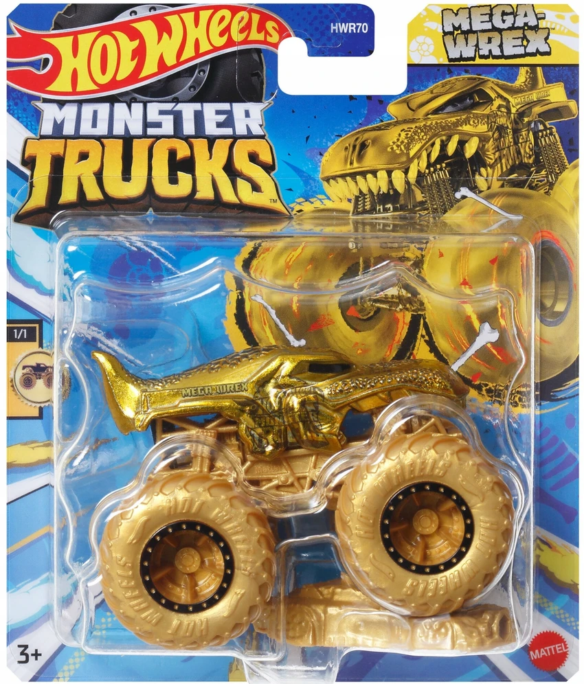 MEGA WREX automobilis Golden Monster Trucks Auksinis Gold Hot Wheels Cars Truck 1:64