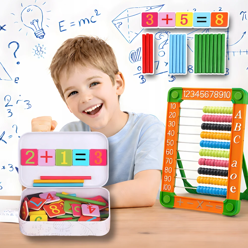 Megadidi Edukacinis skaičiavimo rinkinys: skaičiuotuvas, pagaliukai, skaičiai