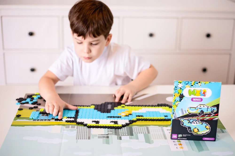 Kūrybinis Meli Minis Speed konstruktorius 500 detalių vaikams nuo 4 metų, žalia-mėlyna