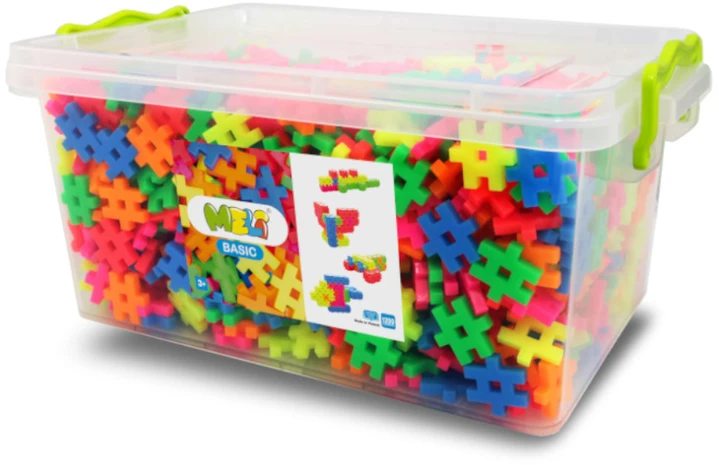 Meli Neon Basic 1200 dalių edukaciniai konstruktoriaus kaladėlės vaikams nuo 3 metų, neoninės spalvos