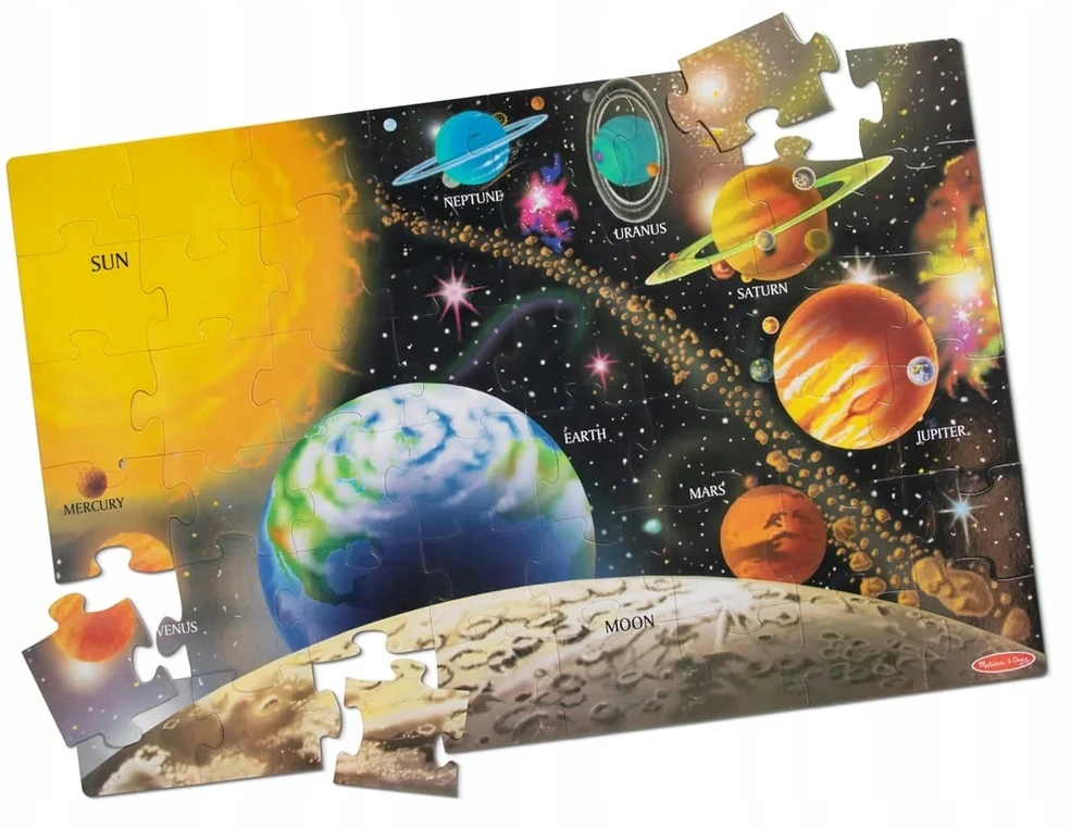 Dėlionė Melissa & Doug Didelis grindų galvosūkis saulės sistema 48 vienetų 91x61 cm žaislas trejų metų vaikui