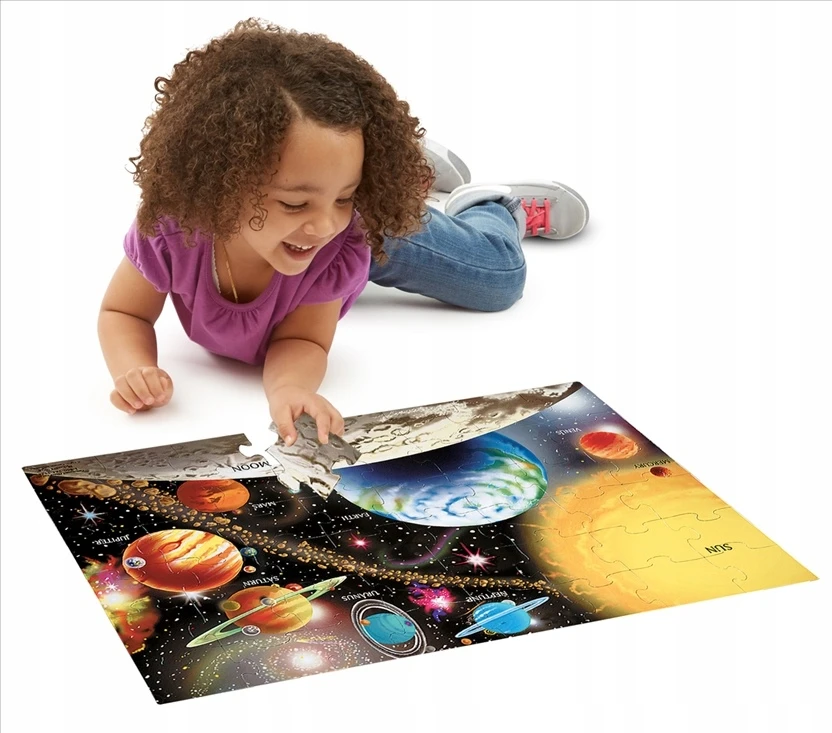 Dėlionė Melissa & Doug Didelis grindų galvosūkis saulės sistema 48 vienetų 91x61 cm žaislas trejų metų vaikui