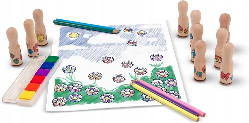 Melissa & Doug MEDINIAI ANTspaudai ANTspaudai 10 DIZAINŲ RAŠALAI IR CENCILIAI MELISSA IR DOUG