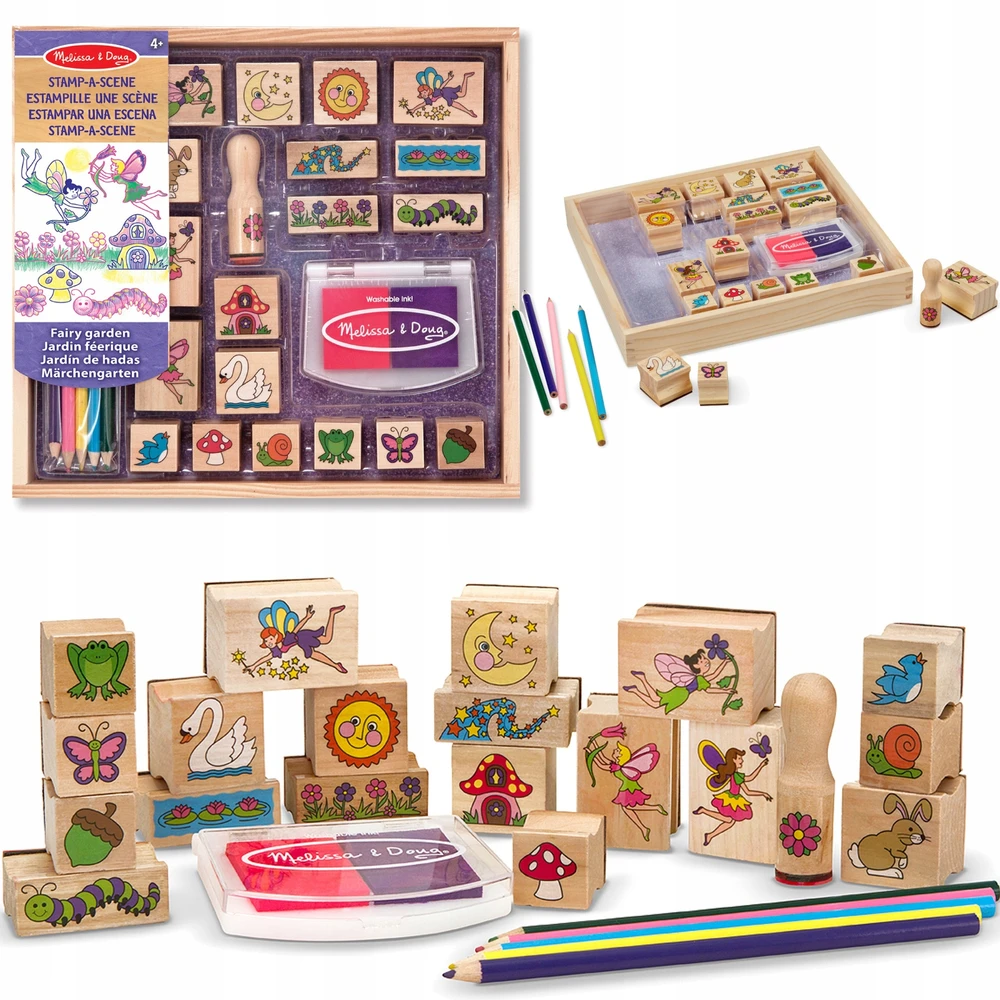 Dėlionė MELISSA & DOUG žaidimų rinkinys „Stamp-a-Scene-Fėjų sodas“