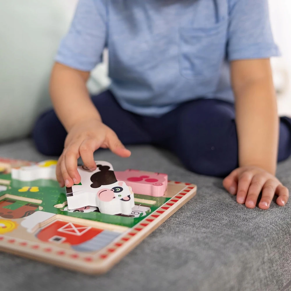 Melissa & Doug Mediniai dėlionės „Kaimo gyvuliai: arklys, avis, višta“ („Melissa &amp; Doug“)