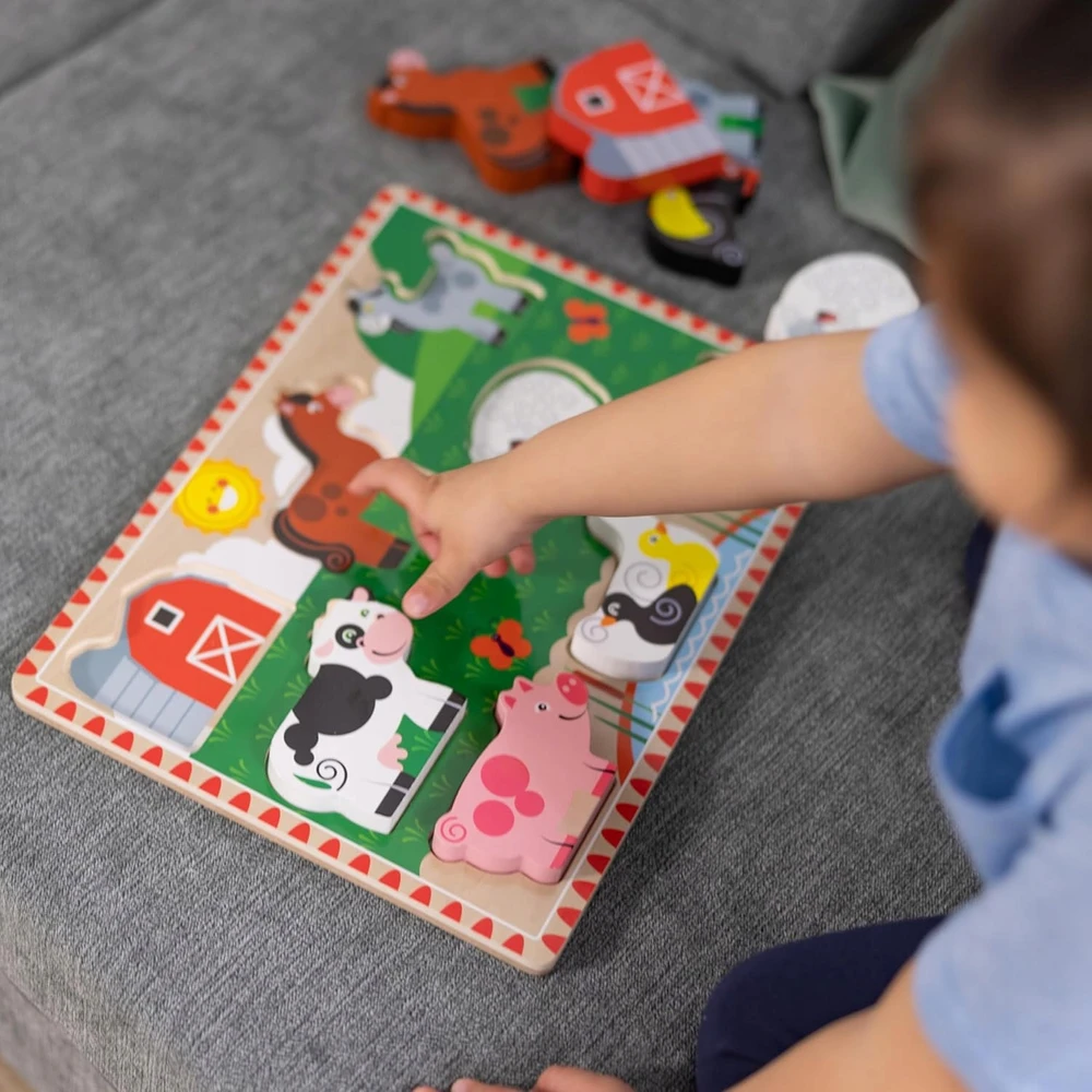 Melissa & Doug Mediniai dėlionės „Kaimo gyvuliai: arklys, avis, višta“ („Melissa &amp; Doug“)