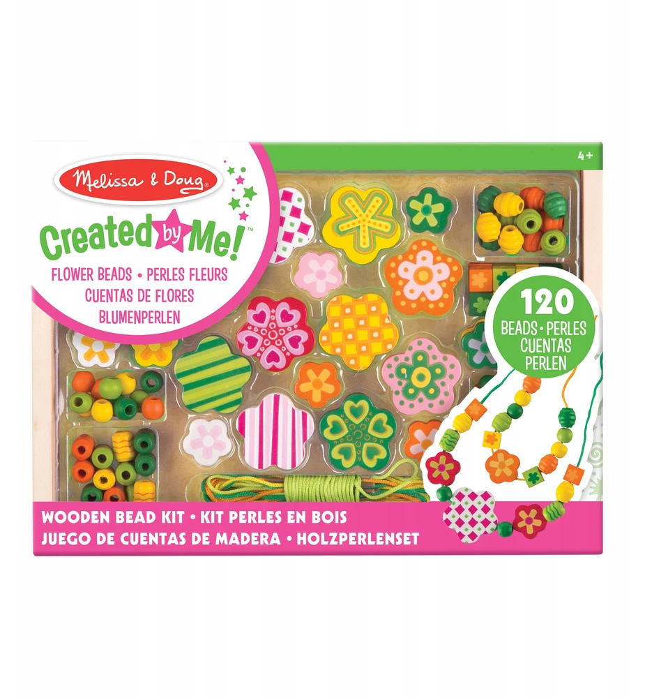 Melissa & Doug Medinių karoliukų vėrimo rinkinys Gėlytės 120 d. Melissa &amp; Doug, 14178