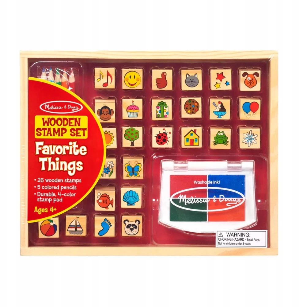 Melissa & Doug Rinkinys Mediniai antspaudai + Kreidelės Antspaudai 26 dizaino MelissaDoug rašalai