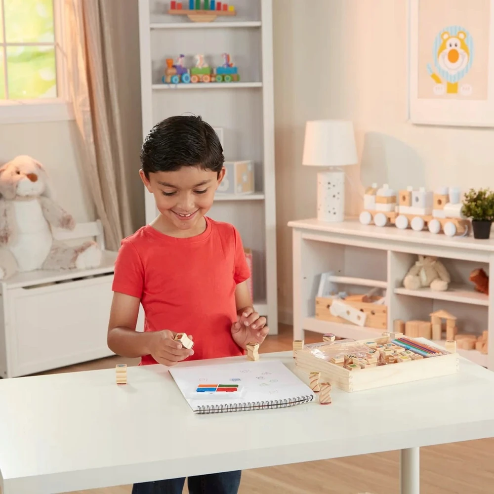 Melissa & Doug Rinkinys Mediniai antspaudai + Kreidelės Antspaudai 26 dizaino MelissaDoug rašalai