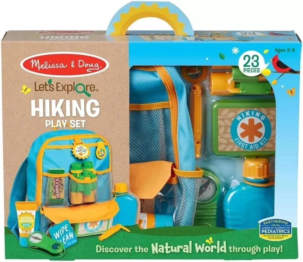Melissa & Doug Tyrinėtojo kuprinė su priedais: žiūronai, kompasas, rinkinys