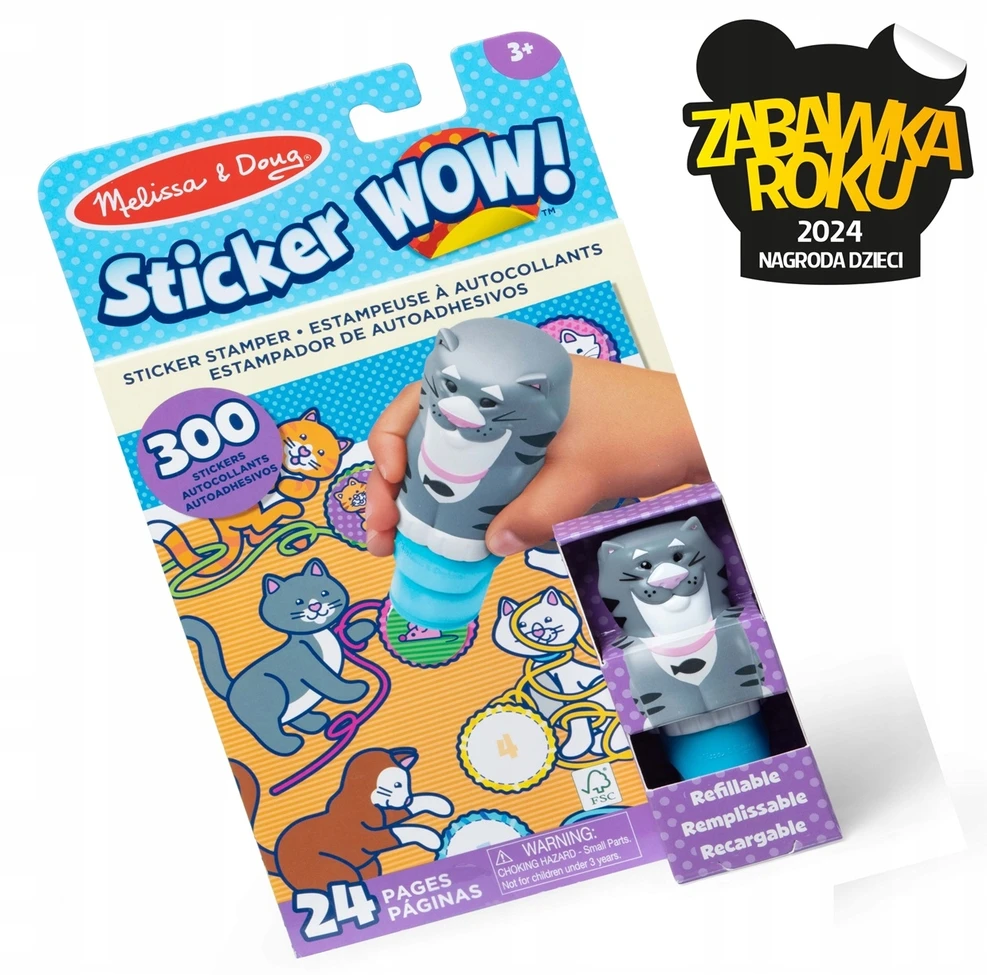 Melissa & Doug Žaislai vaikams 3+ Lipdukai Antspaudas Cat StickerWOW knyga