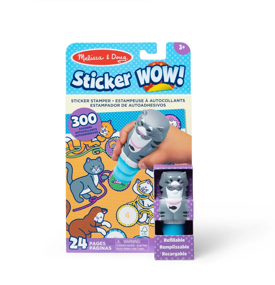 Melissa & Doug Žaislai vaikams 3+ Lipdukai Antspaudas Cat StickerWOW knyga
