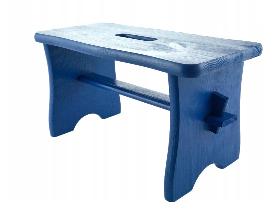 MĖLYNA DAŽYTA taburetė RYCZKA WOODEN STOOL virtuvės platforma zydel