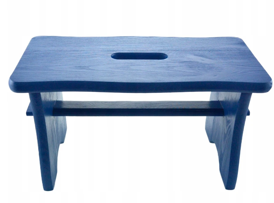 MĖLYNA DAŽYTA taburetė RYCZKA WOODEN STOOL virtuvės platforma zydel