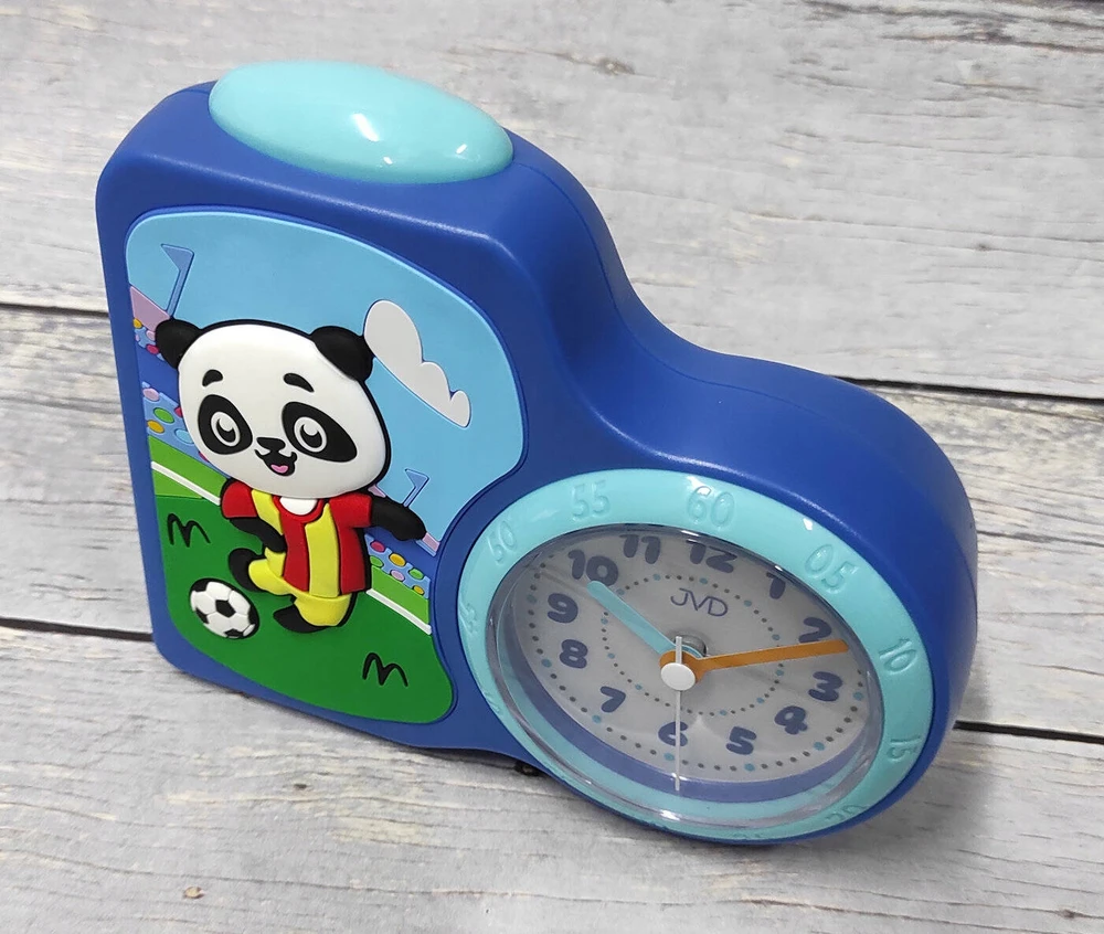 Mėlynas CZYTELNY BUDZIK DZIECIĘCY MIŚ PANDA JVD SRP163.4 CICHY MECHANIZM