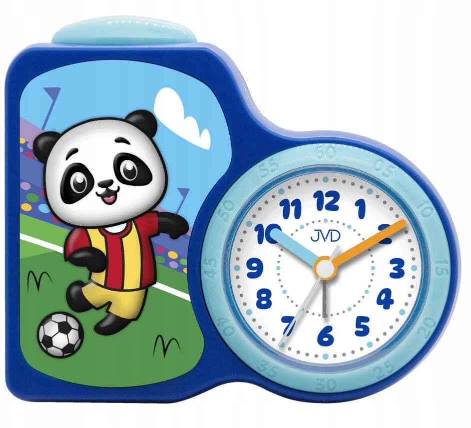 Mėlynas CZYTELNY BUDZIK DZIECIĘCY MIŚ PANDA JVD SRP163.4 CICHY MECHANIZM