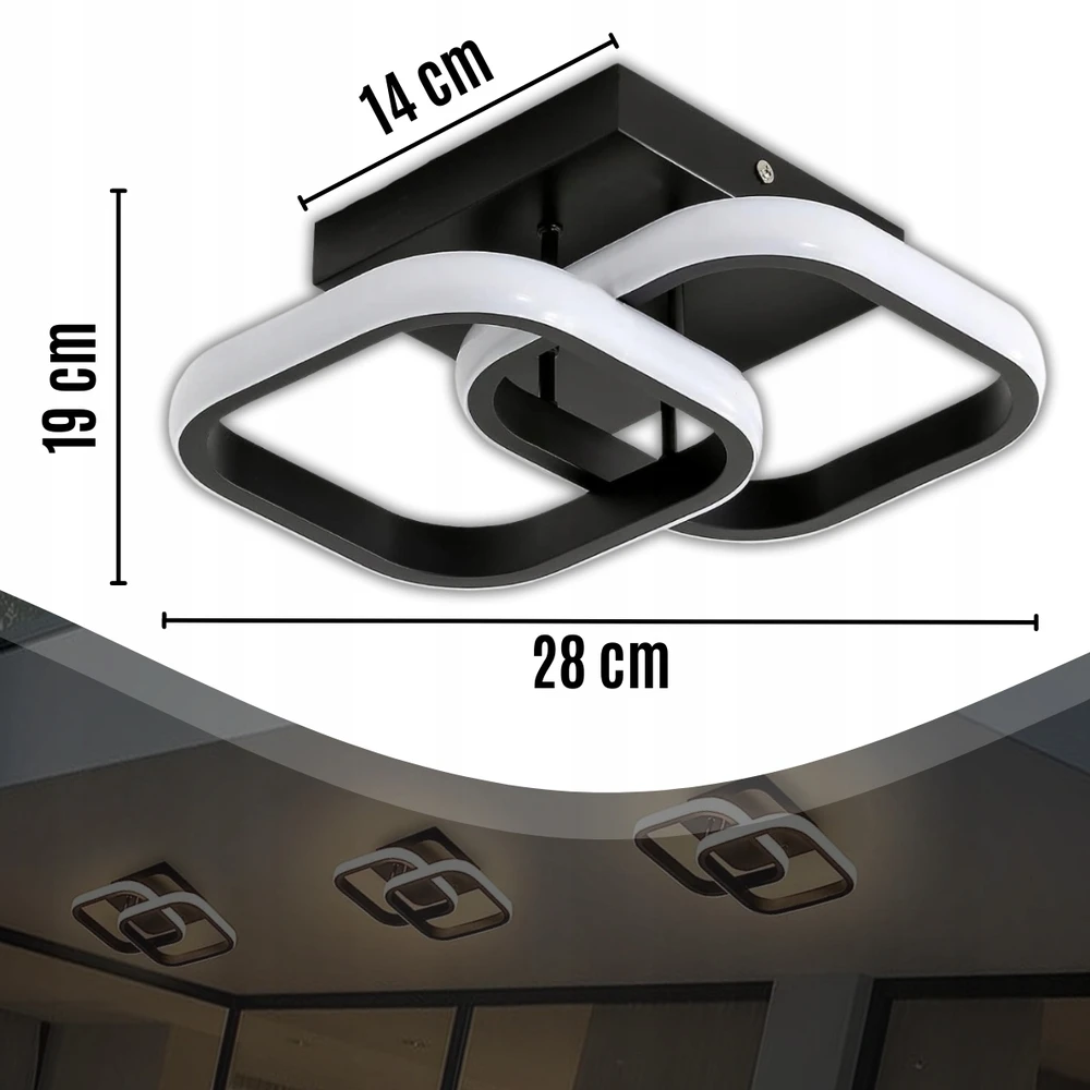 Memfis LAMPA SUFITOWA PLAFON LED WISZĄCA Juoda NOWOCZESNA SALON Virtuvė SYPIALNIA