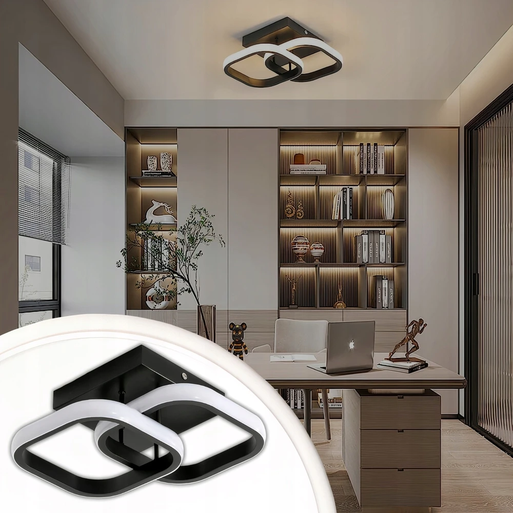 Memfis LAMPA SUFITOWA PLAFON LED WISZĄCA Juoda NOWOCZESNA SALON Virtuvė SYPIALNIA