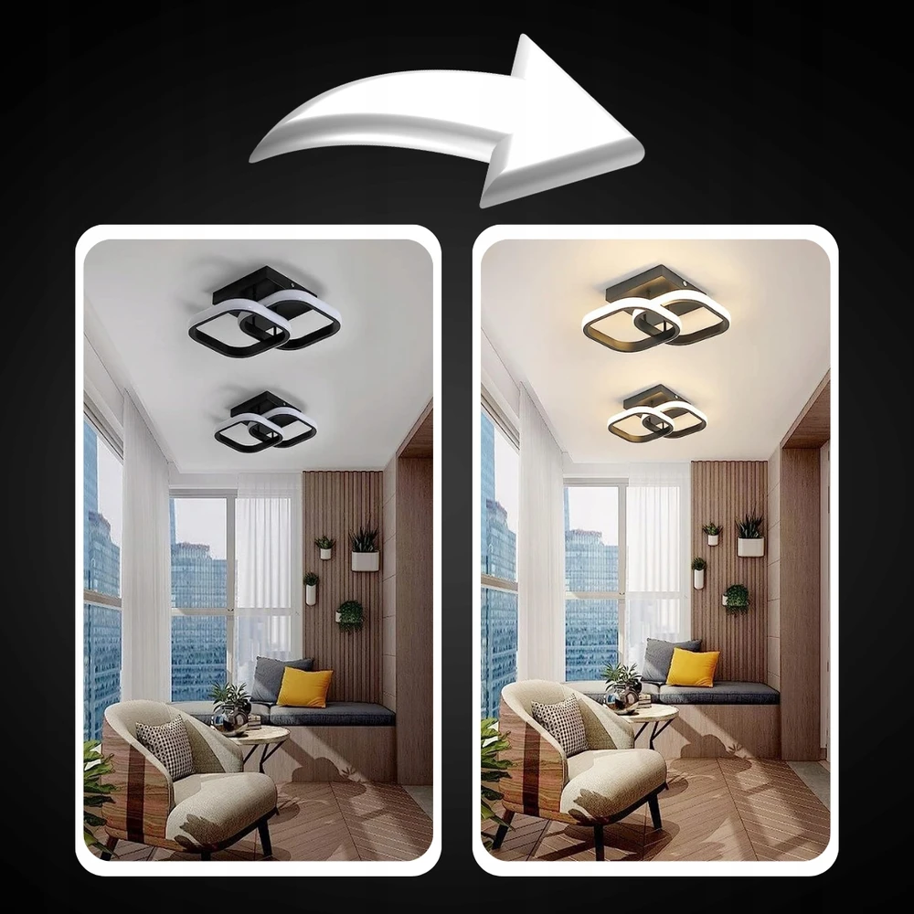 Memfis LAMPA SUFITOWA PLAFON LED WISZĄCA Juoda NOWOCZESNA SALON Virtuvė SYPIALNIA