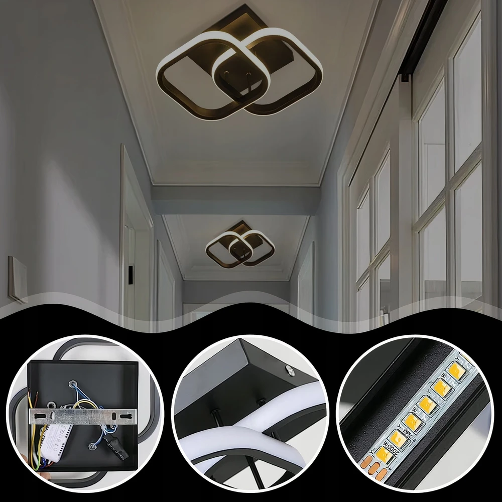 Memfis LAMPA SUFITOWA PLAFON LED WISZĄCA Juoda NOWOCZESNA SALON Virtuvė SYPIALNIA