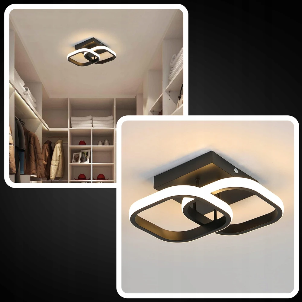 Memfis LAMPA SUFITOWA PLAFON LED WISZĄCA Juoda NOWOCZESNA SALON Virtuvė SYPIALNIA