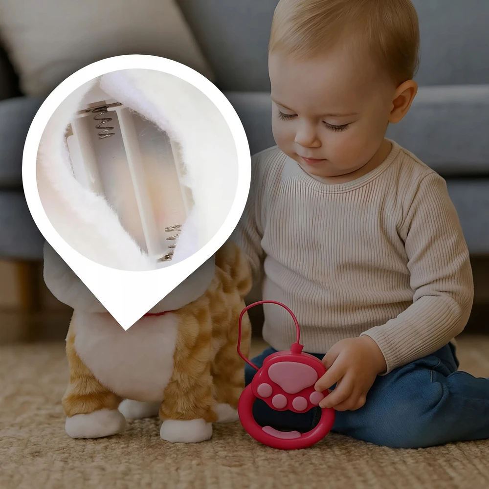 Memflow INTERAKTYVUS PLIŠINIS KATINAS ANT PAVADŽIO MASKOTO VAIKAMS MIAUKTI IR PASIvaikščioti