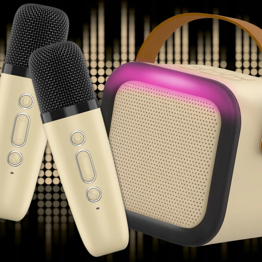 Memflow KARAOKĖS RINKINYS VAIKAMS 2 MIKROFONAI BELAIDIS RGB BLUETOOTH GARSIAKARIASIS