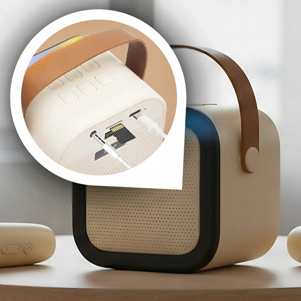 Memflow KARAOKĖS RINKINYS VAIKAMS 2 MIKROFONAI BELAIDIS RGB BLUETOOTH GARSIAKARIASIS