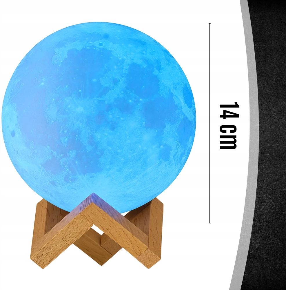 Memflow LAMPA KSIĘŻYC ŚWIECĄCY Naktinė lempa 3D MOON RGB LED PODSTAWKA PREZENT