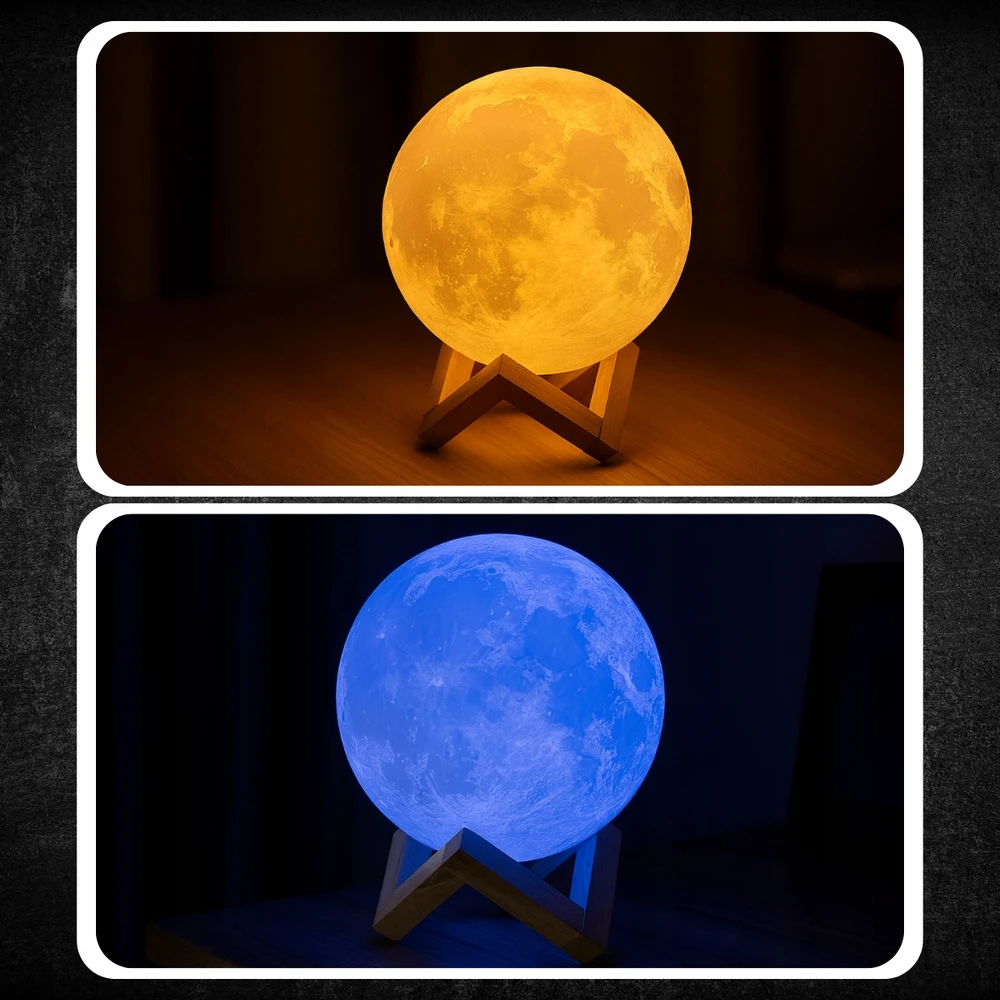 Memflow LAMPA KSIĘŻYC ŚWIECĄCY Naktinė lempa 3D MOON RGB LED PODSTAWKA PREZENT