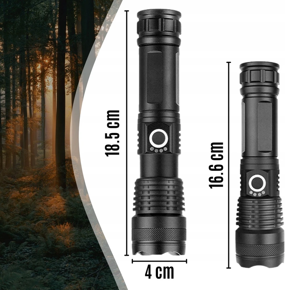 Memflow LED TAKTINIS PAKRAUJAMAS BLYKŠTINĖS ŽIBINTAS KARINIS ZOOM, VANDENS ATSparus USB GALINGAS