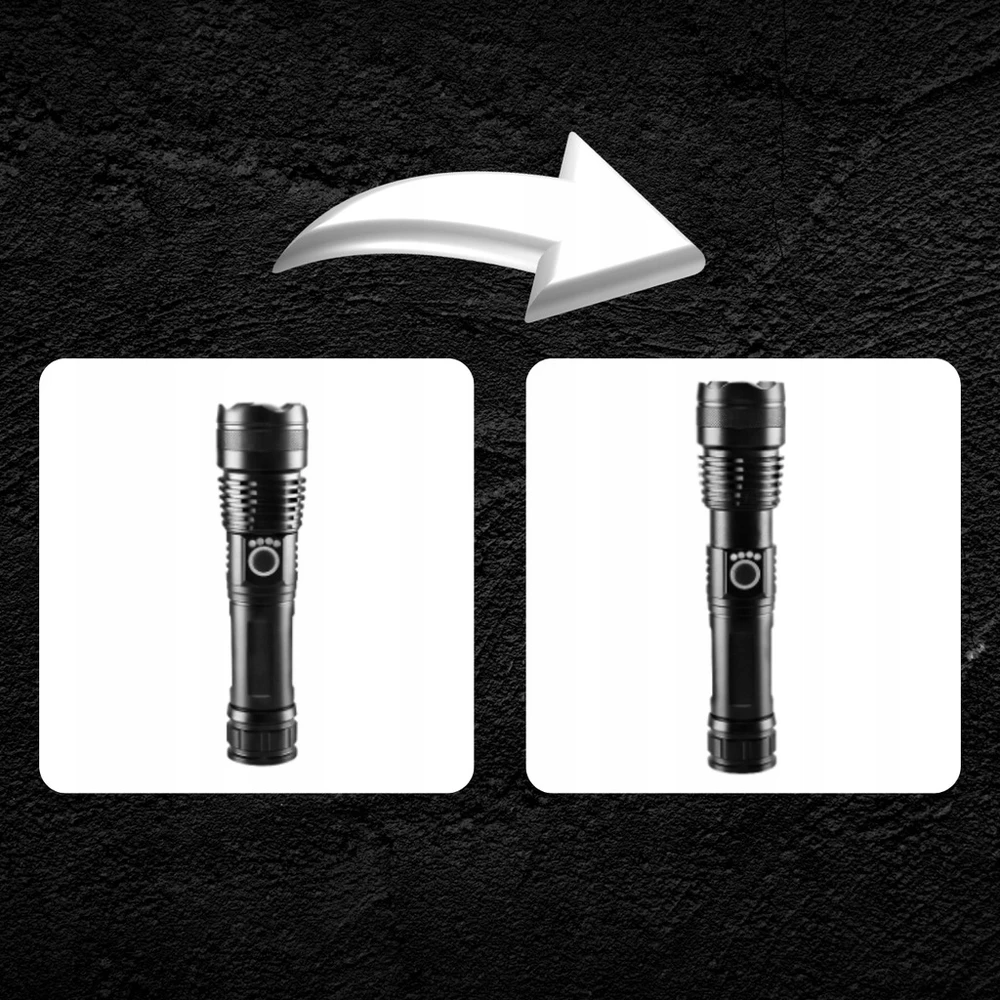 Memflow LED TAKTINIS PAKRAUJAMAS BLYKŠTINĖS ŽIBINTAS KARINIS ZOOM, VANDENS ATSparus USB GALINGAS