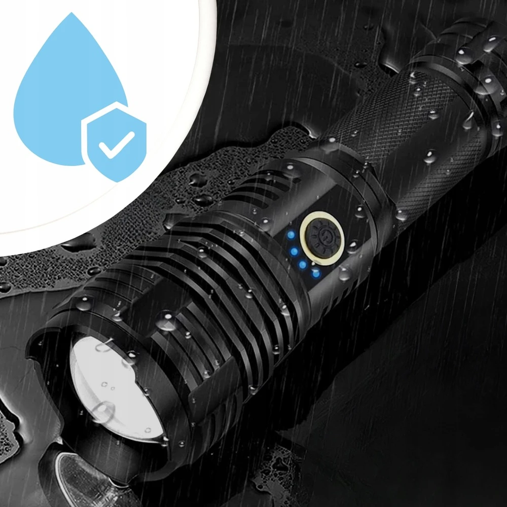 Memflow LED TAKTINIS PAKRAUJAMAS BLYKŠTINĖS ŽIBINTAS KARINIS ZOOM, VANDENS ATSparus USB GALINGAS