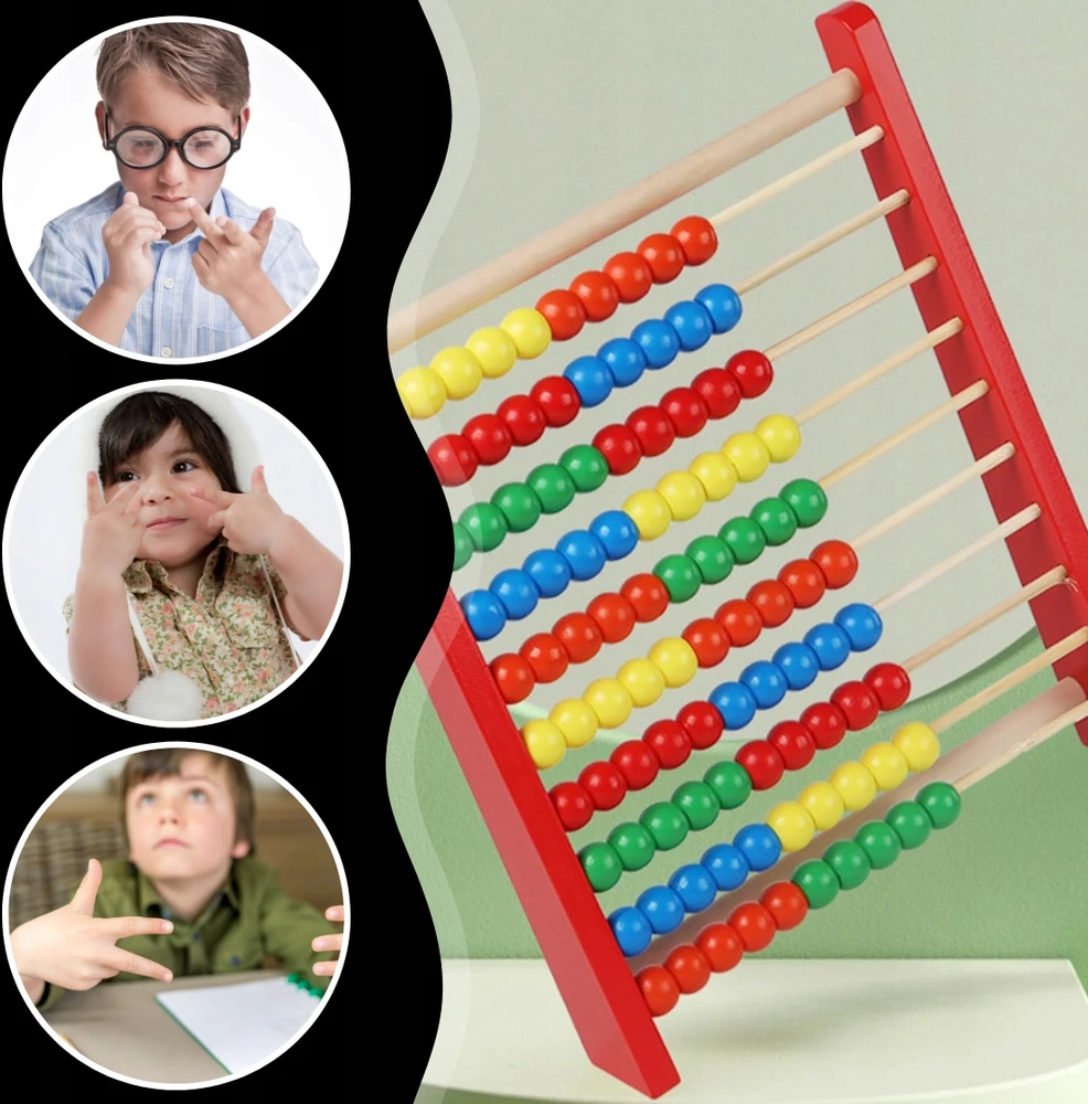 Memflow LICZYDŁO DREWNIANE DO NAUKI LICZENIA SZKOLNE EDUKACYJNE KOLOROWE MONTESSORI