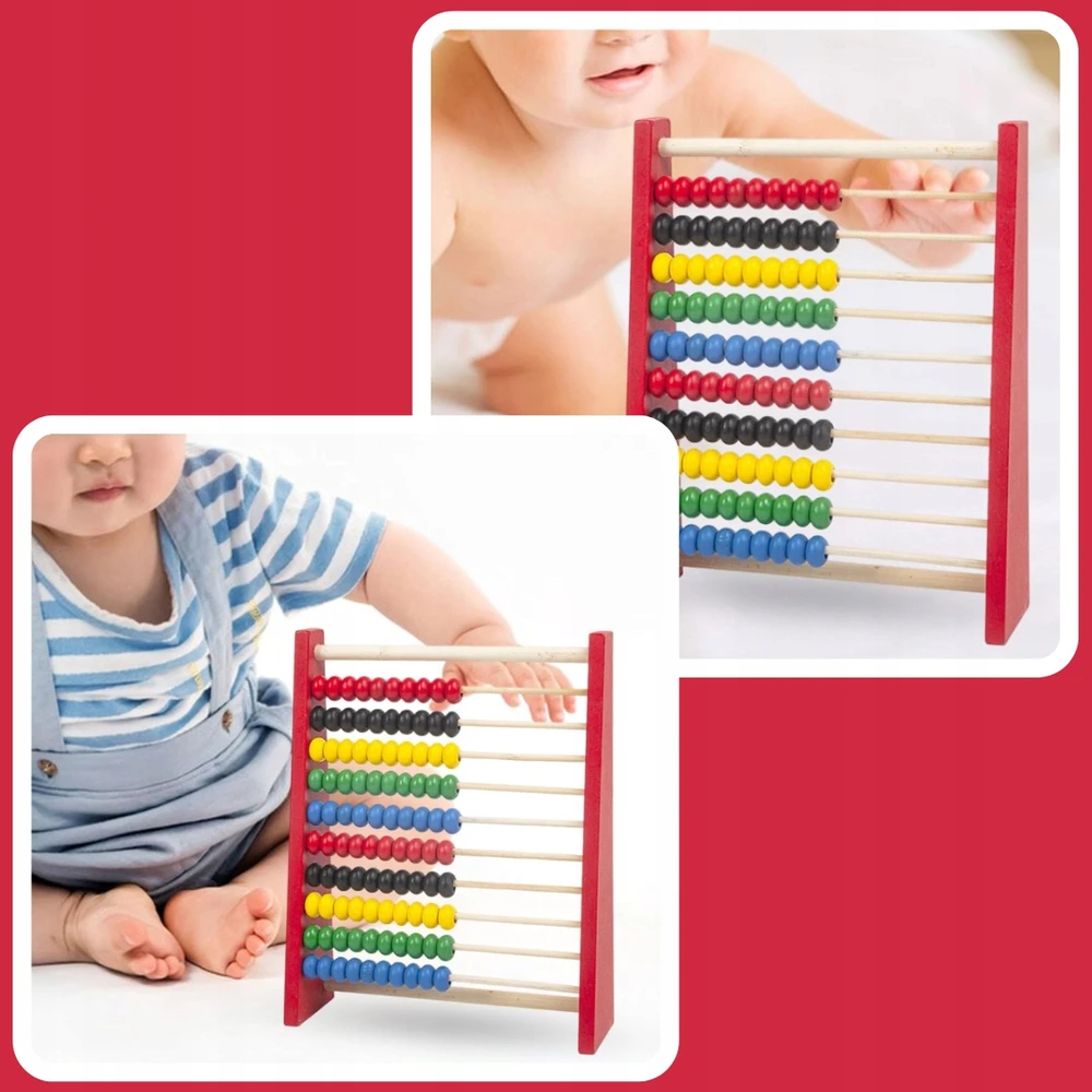 Memflow LICZYDŁO DREWNIANE DO NAUKI LICZENIA SZKOLNE EDUKACYJNE KOLOROWE MONTESSORI