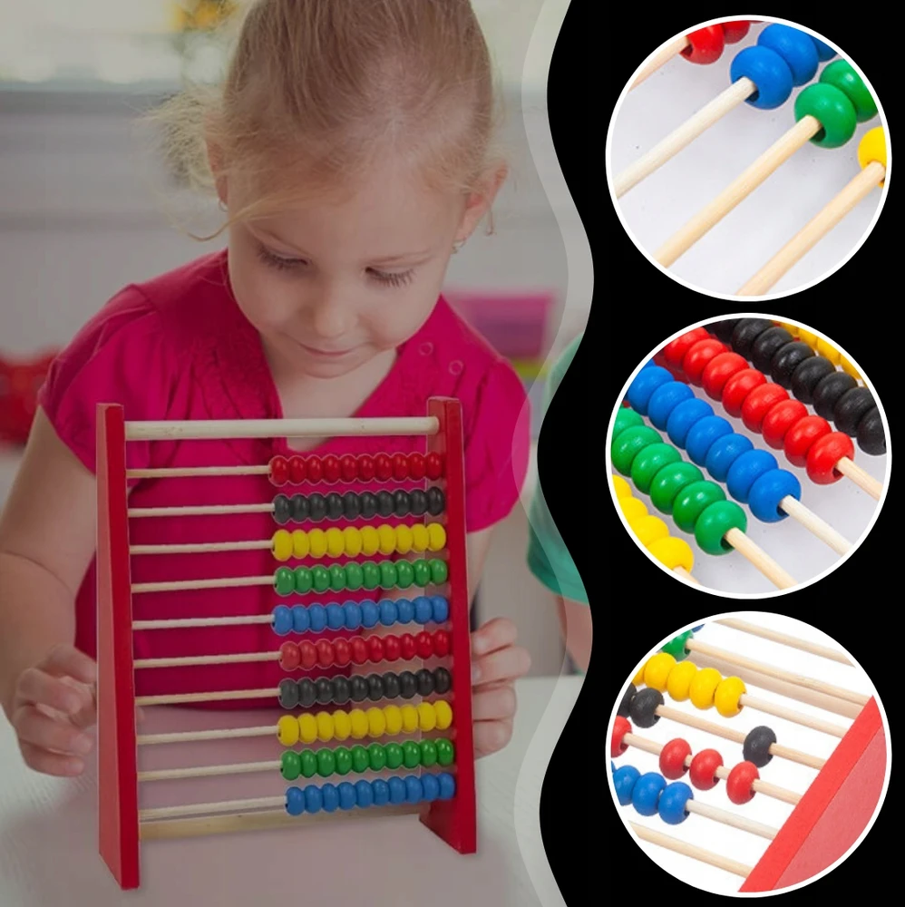Memflow LICZYDŁO DREWNIANE DO NAUKI LICZENIA SZKOLNE EDUKACYJNE KOLOROWE MONTESSORI