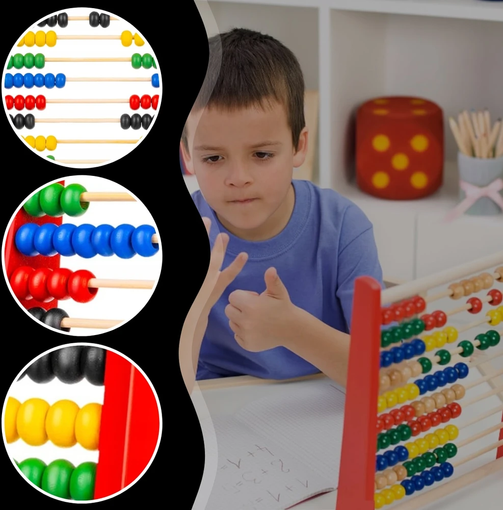 Memflow LICZYDŁO DREWNIANE DO NAUKI LICZENIA SZKOLNE EDUKACYJNE KOLOROWE MONTESSORI