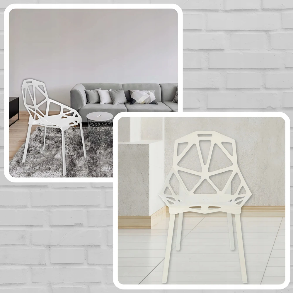 Memflow LOFT ažūrinė kėdė Baltas Modern PREMIUM plastikinis sodo fotelis