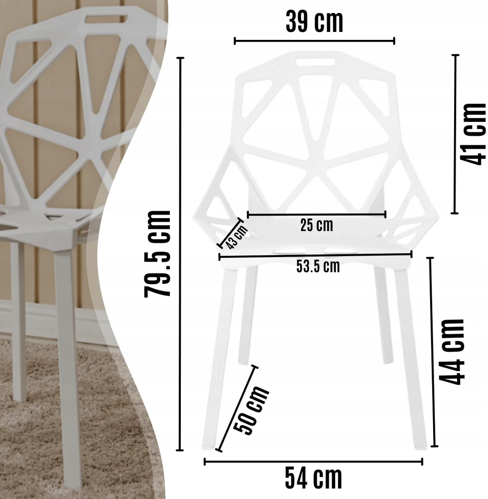 Memflow LOFT ažūrinė kėdė Baltas Modern PREMIUM plastikinis sodo fotelis
