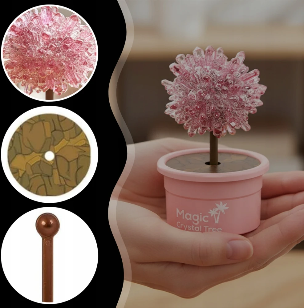 Memflow MAGIC TREE CRYSTAL AUGIMO PATIRTIES RINKINYS ROŽINĖ DOVANA