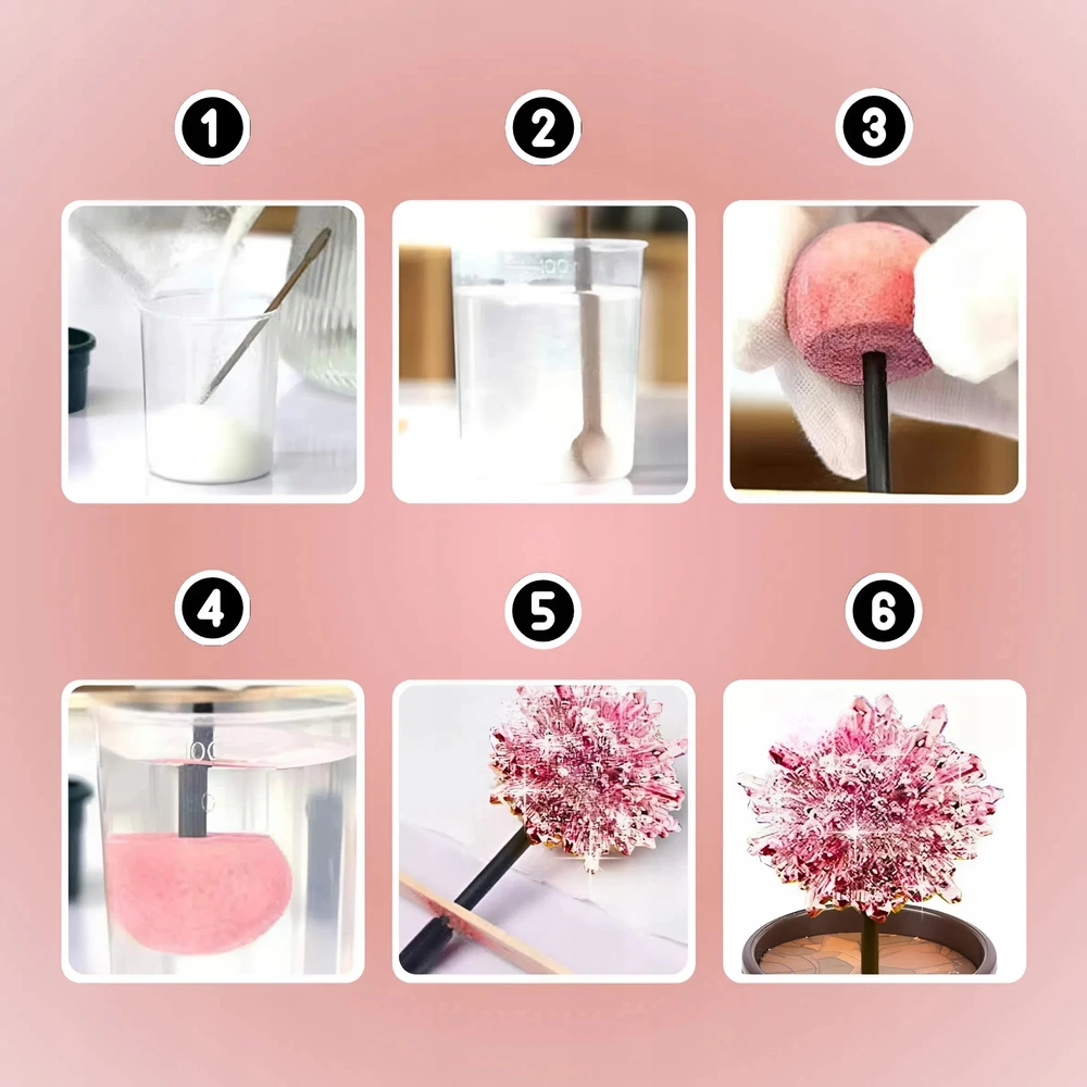 Memflow MAGIC TREE CRYSTAL AUGIMO PATIRTIES RINKINYS ROŽINĖ DOVANA