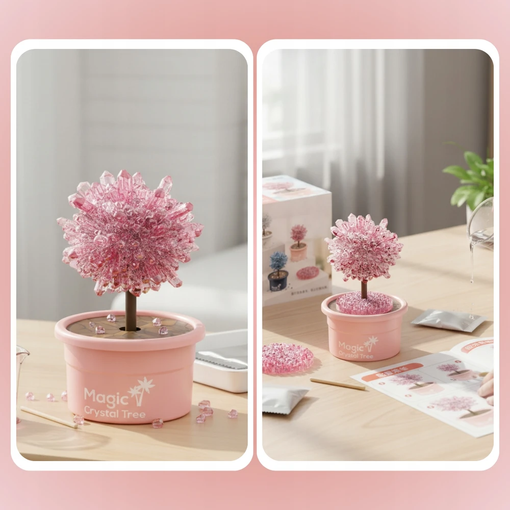 Memflow MAGIC TREE CRYSTAL AUGIMO PATIRTIES RINKINYS ROŽINĖ DOVANA