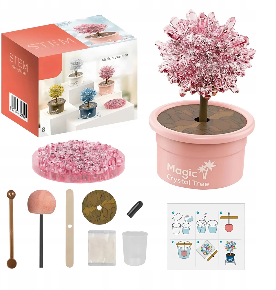 Memflow MAGIC TREE CRYSTAL AUGIMO PATIRTIES RINKINYS ROŽINĖ DOVANA