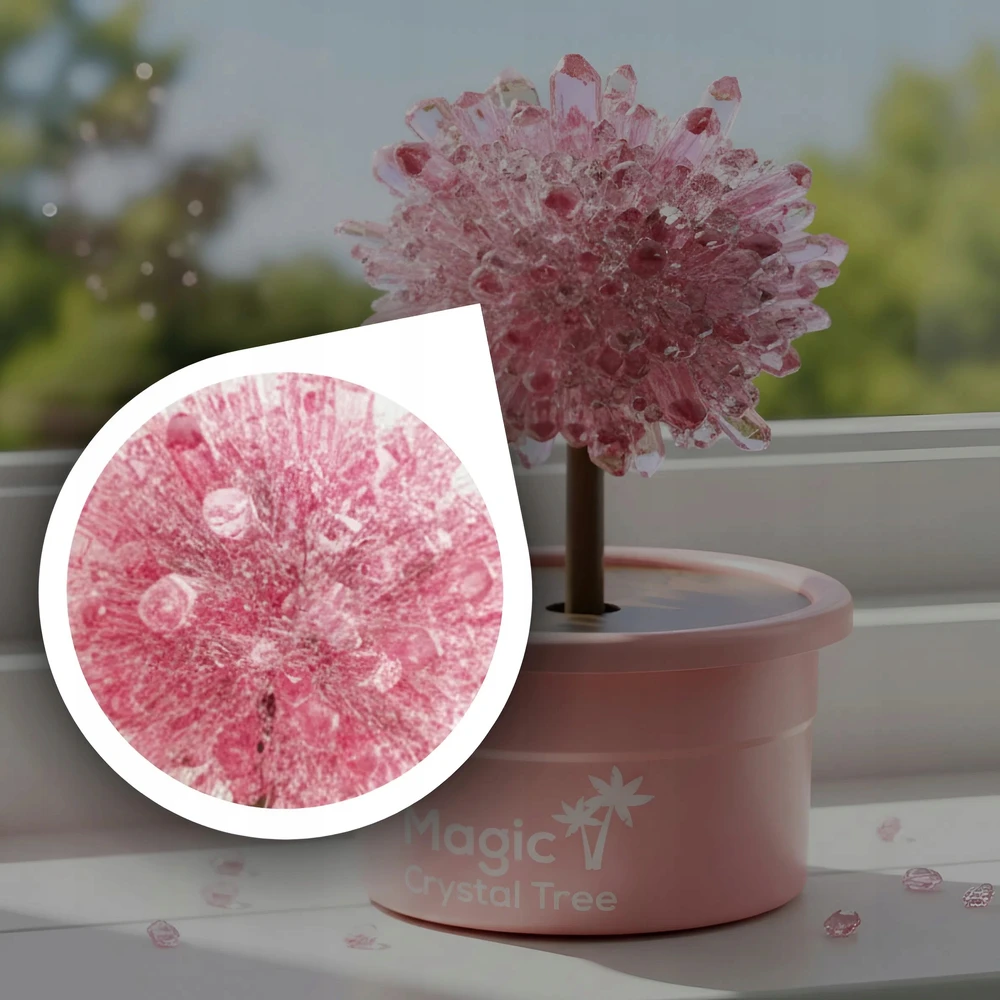 Memflow MAGIC TREE CRYSTAL AUGIMO PATIRTIES RINKINYS ROŽINĖ DOVANA