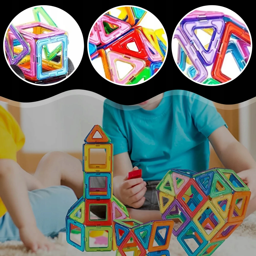 Memflow MAGNETINIAI KONSTRUKCINIAI BLOKAI DIDELIOS 3D PLOKŠTELĖS DĖLĖS VAIKAMS 134 EL