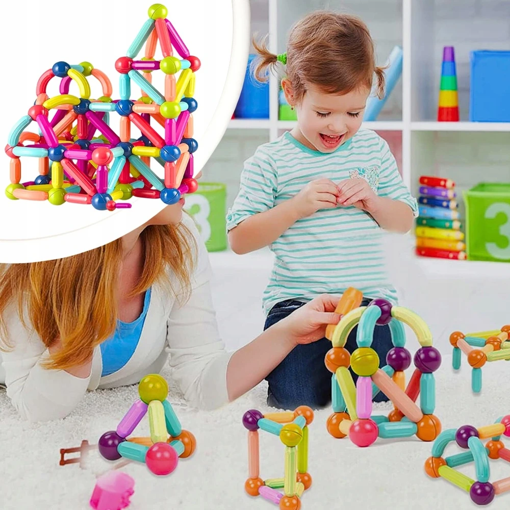 Memflow MAGNETINIAI KONSTRUKCINIAI BLOKAI LAIKOMOS LAZDOS XXL DIDELIS RINKINYS 120 EL