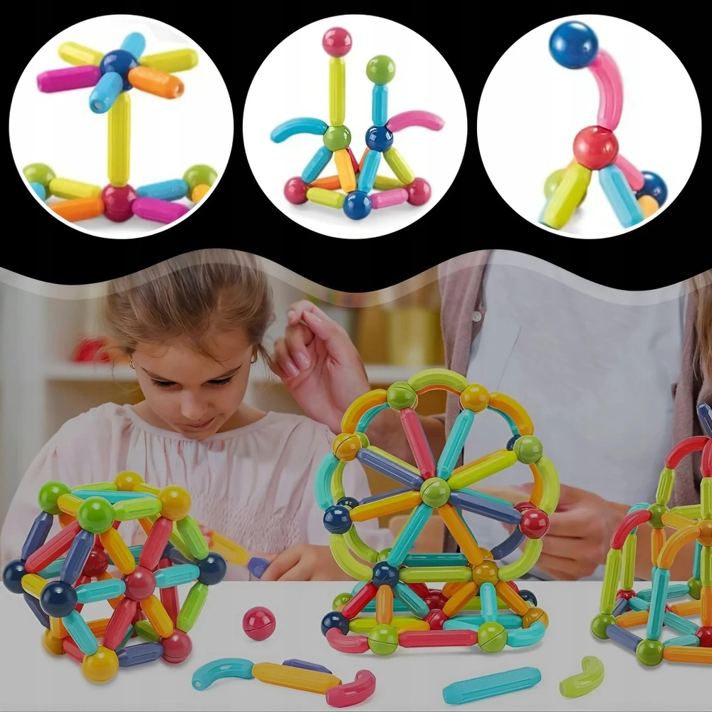 Memflow MAGNETINIAI KONSTRUKCINIAI BLOKAI LAIKOMOS LAZDOS XXL DIDELIS RINKINYS 120 EL