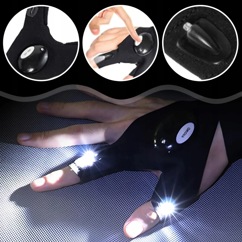 Memflow PIRŠTINĖS SU LED žibintuvėliu PIRŠTINĖS SU APŠVIETIMO SVĖTINIA IŠLIEKIMO PORA