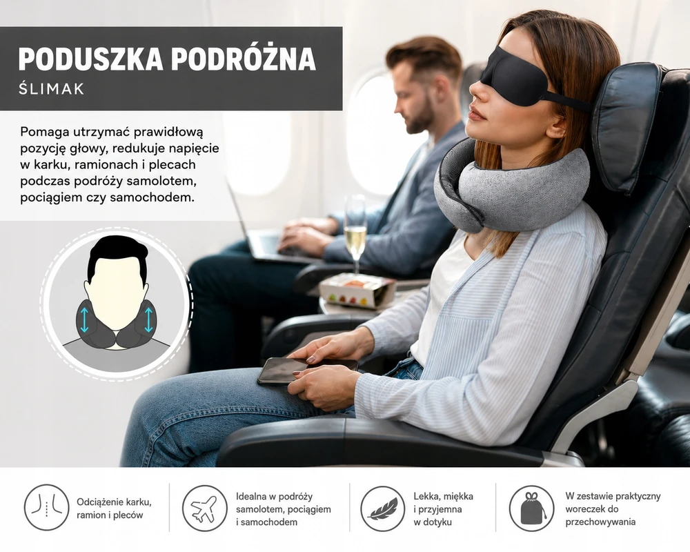 Memory Foam Snail Travel Pillow + Mask + Plugs | Lėktuvo pagalvė